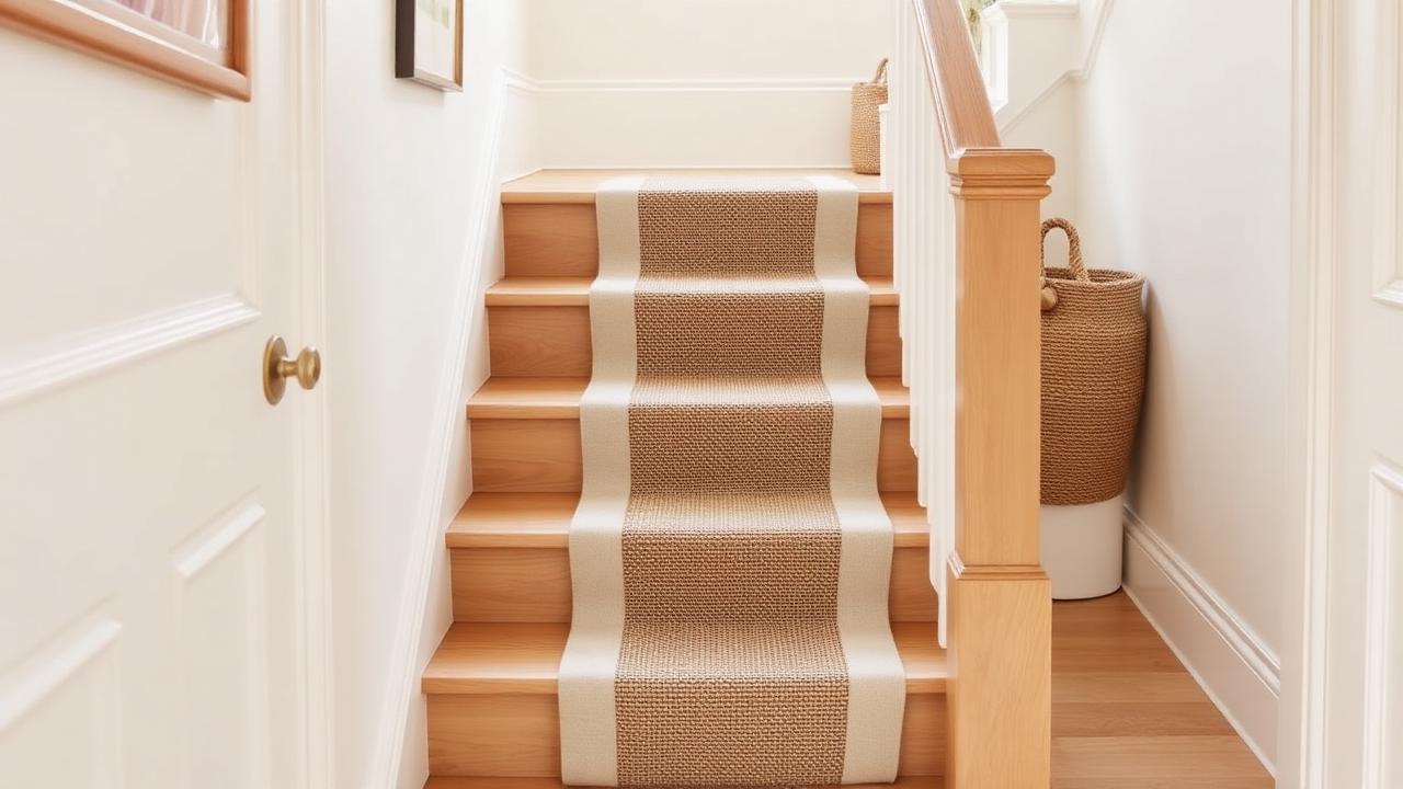 Jute stair runner with soft natural weave