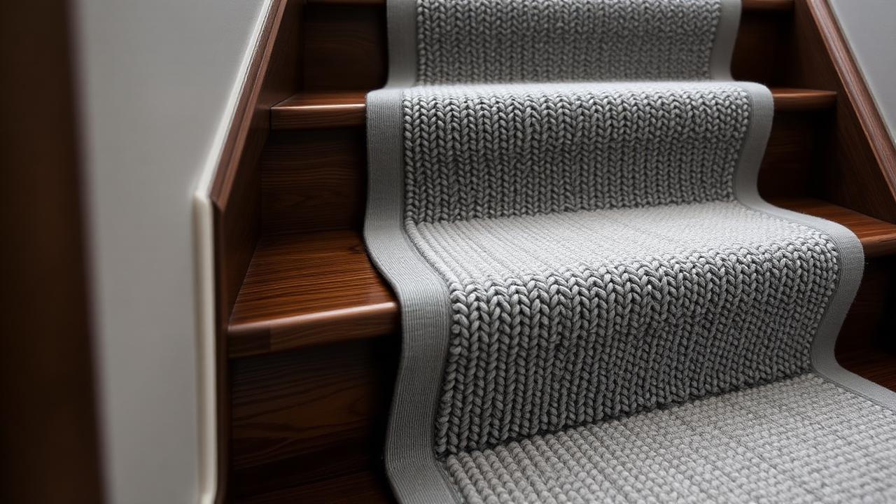 Berber loop pile stair runner flecked texture