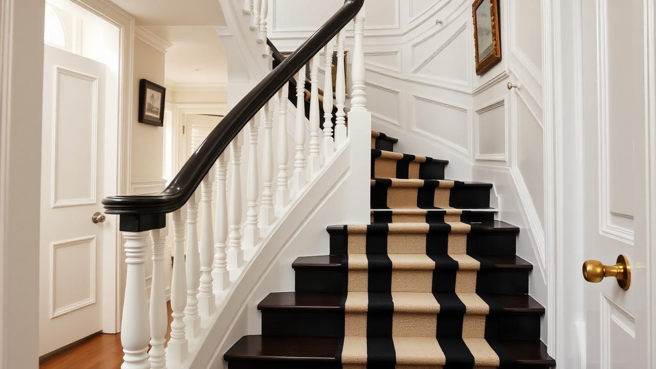 Stair runner with contrast border binding